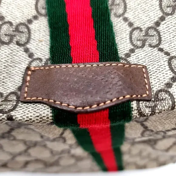 GUCCI GG SUPREME Canvas/Brown Leather Trim Folding Travel Carry VINTAGE - Picture 8 of 13